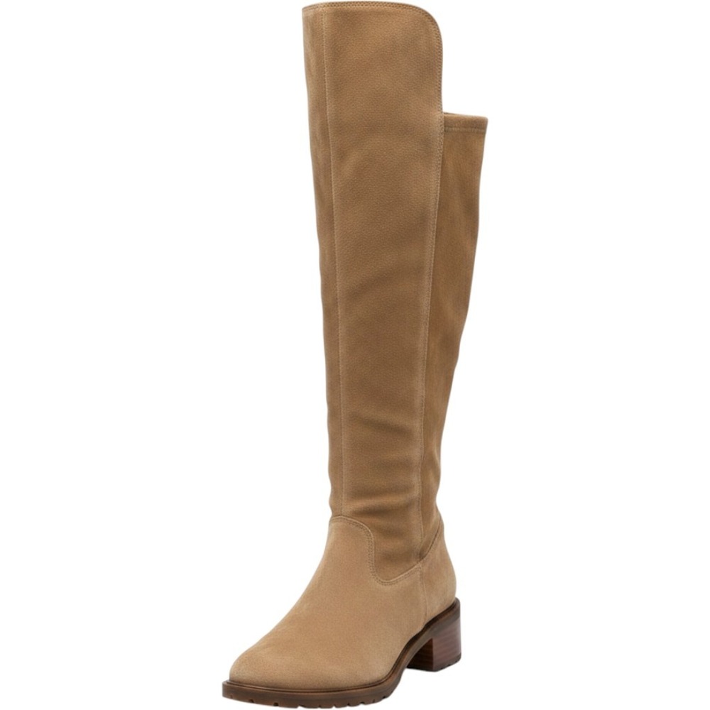 Sole Society Tan Suede Over The Knee Lug Sole Block Heel Boots Womens 7 NWOT